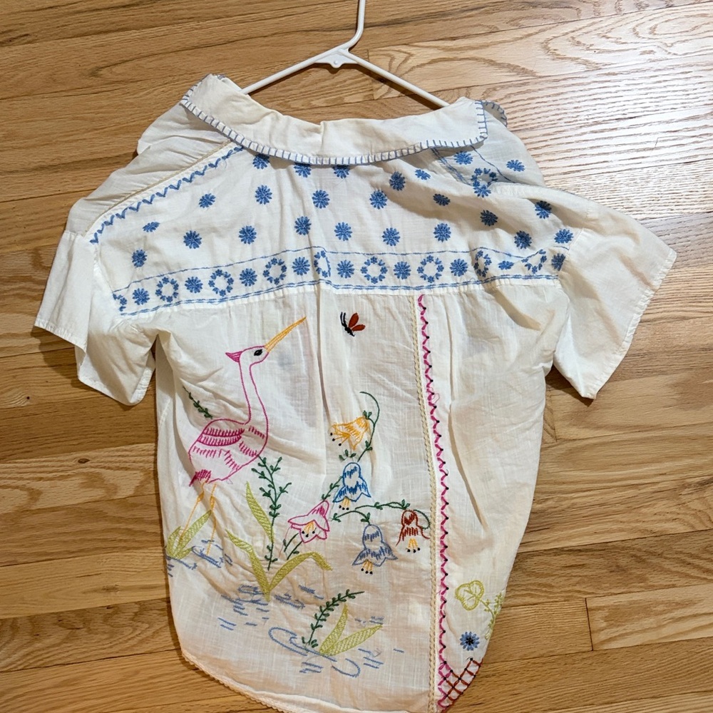 Embroidered Patchwork Short Sleeve Button-Up - image 2